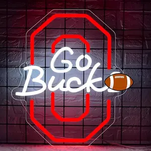 University Neon Sign for Wall Decor University Football Team Sign Neon light for Man Cave Birthday Gifts for Fans Dimmable Led Sign for Party Club Bar Dorm Decor