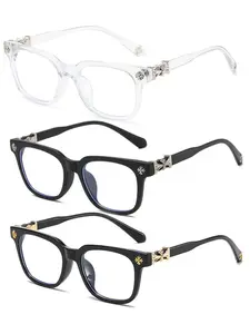 3PCS New Square Glasses, Unisex, Stylish Light Luxury Elegant Artsy Frames, Multiple Styles Available, Perfect Gift for Him, Suitable for Daily Wear and