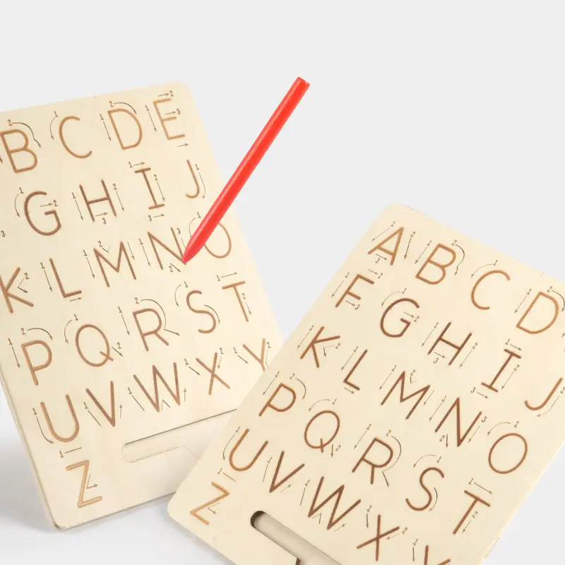 Wooden Letters Practicing Board,Reusable Handwriting Alphabet Tracing Board Double-Sided Toddlers and Preschool Gifts Learning Toys Learning to Write ABC for Kids Ages 3-6