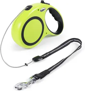 30FT Retractable Dog Leash 30 FT，360° Tangle-Free Dog Walking Leash forMedium and Large Dogs up to 77 lbs one-Hand Brake, one-Button Pause, Lock（Green）