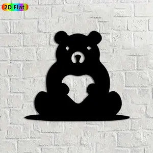 1pc Bear Heart Metal Wall Art,Bear Heart Statue Mural, Ideal Gift for Valentine's Day, Wedding, Animal Decor Enthusiasts, Rust-Resistant Metal Wall Decor Wall Sculptures, Perfect for Living Room Wall & Garden Fence, Unique Romantic Home Decor