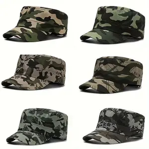 Tactical Camo Military Hat for Men Women Adjustable Army Cadet Cap Vintage Style Flat Top Patrol Cap for Hiking Outdoors Streetwear Camping TikTok Viral Fashion Accessory