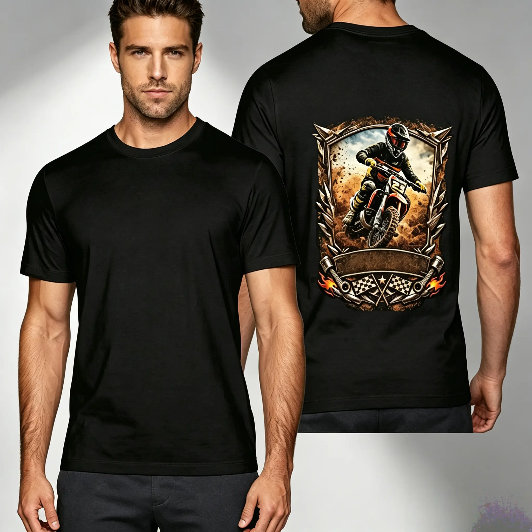 Custom Dirt Bike Rider T-Shirt Personalized Motocross Graphic Tee For Men Vintage Off Road Motorcycle Short Sleeve Top Gift For Motorbike Lovers Quick-Dry Breathable Athletic