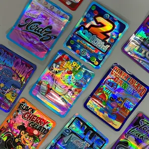 100 Pieces Laser Polyester Film Bags - Resealable, Waterproof, Odor-Proof Packaging Storage, Rainbow Color 3D Design Self-Sealing Bags, Perfect for Parties and Gifts, Packaging Bags