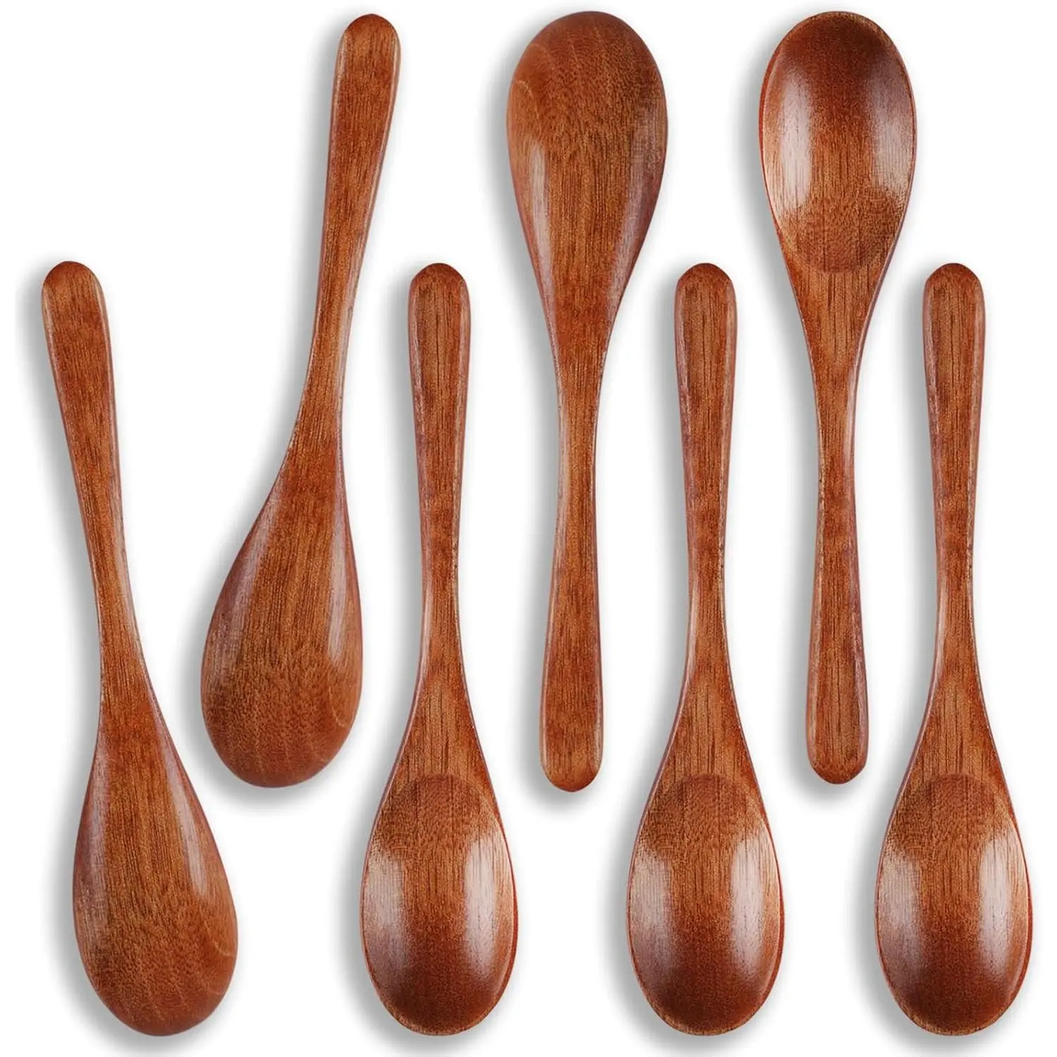7 count Wooden Spoons, 5.9 Inch Wooden Spoons for Eating,   Grain Spoon, Hardwood Wooden Honey Teaspoon for Yogurt, Coffee, , Jam, Sugar, Ice Cream