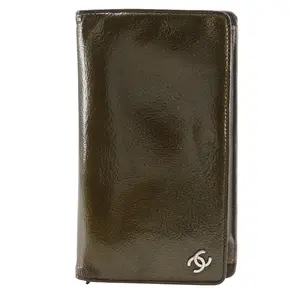Pre-owned CHANEL Patent Leather Small Leather Goods Coco Mark Long Wallet
