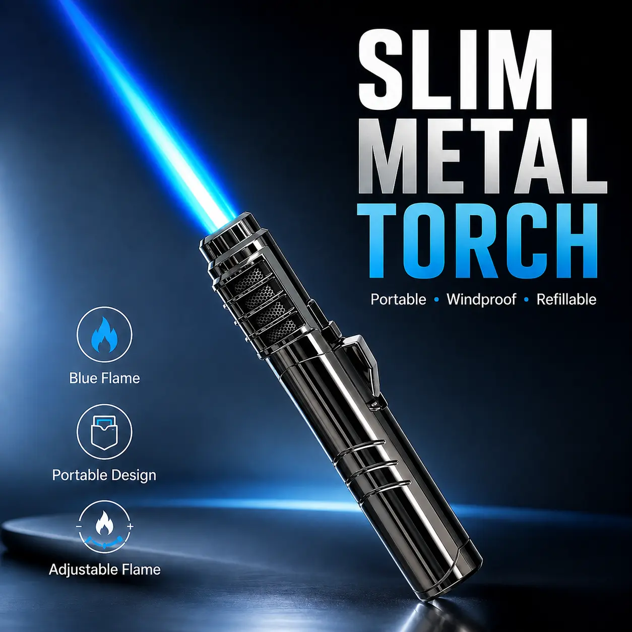 Windproof Lighter (Butane Not Included)—Features Adjustable Flame, Safety Lock, Cooling Air Intake, And Precise Flame Control; Suitable For Outdoor Cooking, Camping, Grilling, Fireplaces, And Diy Projects