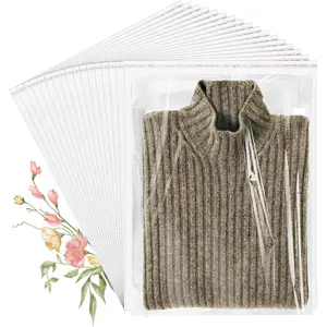 Cellophane Bags, 100 count Resealable Clear Poly Bags for Clothes, Party Favors, Artwork & Decorative Wrappers(14x20)