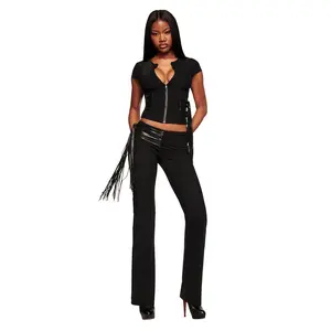 ISELDA FRINGE PANT - BLACK