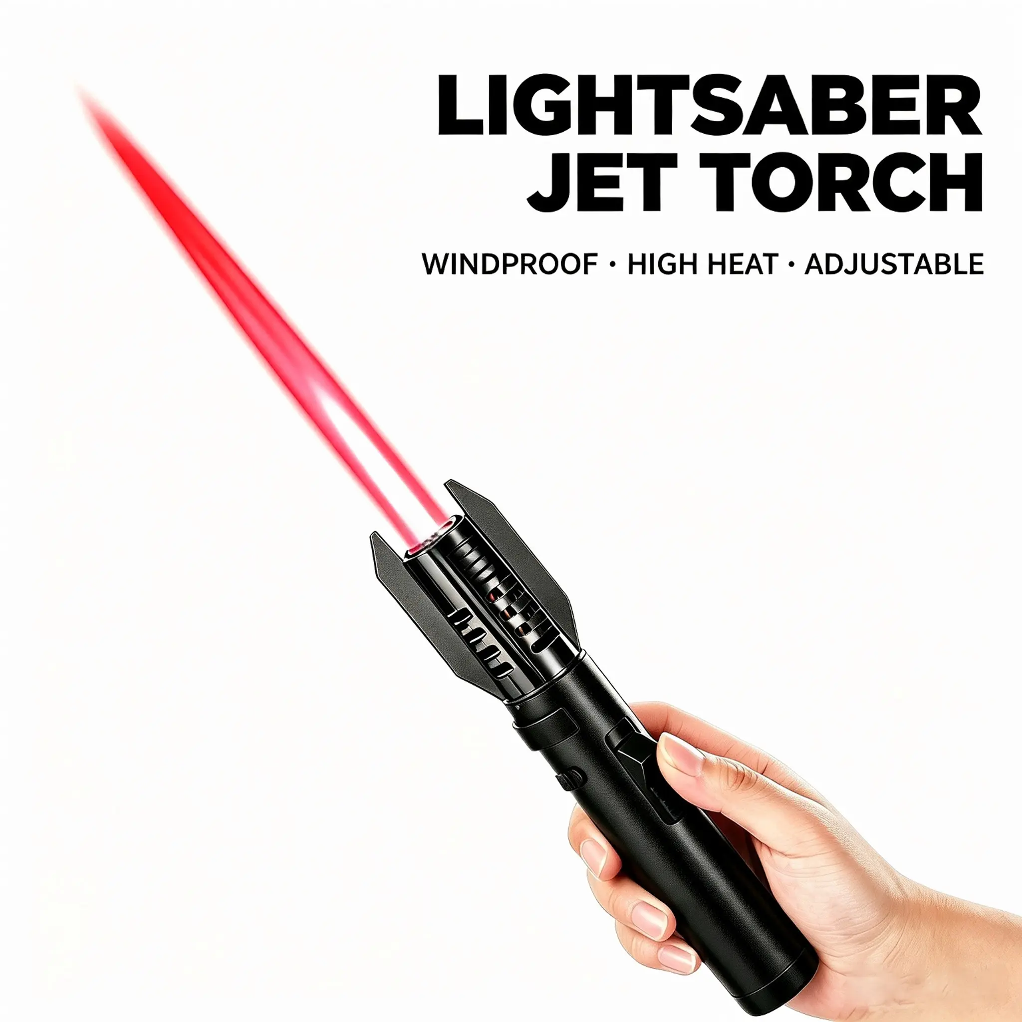 Lightsaber Jet Torch Lighter, Windproof Refillable Butane Torch, Aluminum Alloy Handheld Lighter for Camping Hiking Candle, Outdoor Survival EDC Gift for Men(Butane Not Included)
