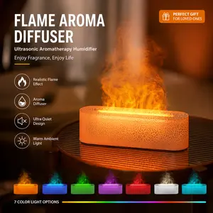 150ml Flame Ultrasonic Cool Mist Aroma Humidifier - Portable Automated Switch Essential Oil Diffuser with 7 Color LED Lights, 3 Timing Modes, Waterless Auto Off for Home, Bedroom, Cool Mist Humidifier