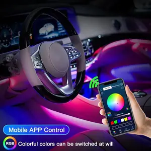 Car LED Interior Light Strip, APP Control Car Dashboard Light Strip, 6M Car RGB Interior Environment LED Strip Light, 5 In 1 RGB 16 Million Color Environment Lighting Kit, Synchronous Music Car Decoration Sewing Edge Decoration Brightness