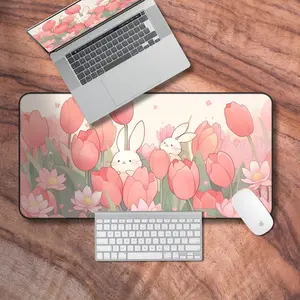 Pastel Lofi Desk Mat, Pink Kawaii Gaming Mouse Pad, Cozy Gamer Girl Desk Accessories, Gifts For Gamers, Office Setup, Home Decor