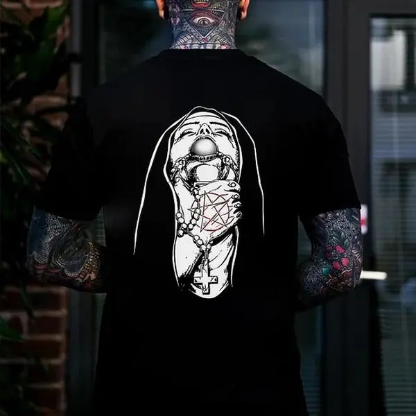 Nun Printed Men's T-shirt Graphic  Print T-shirt, Sweatshirt, Hoodie Unisex Shirt, Naughty Clothes Men  - Unisex Shirt, Naughty Clothes Men Cotton Fabric Menswear Classic