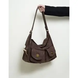 Women's Retro Pillow Crossbody Bag, Gold Plated Lock, Multi-Pocket Wide Strap, Large Capacity Vintage Casual Shoulder Bag women tote handbags luxury designer real