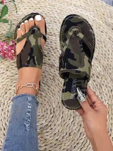 Women's Stylish Summer Camouflage Print Sandals, New Casual Open Toe Lightweight Breathable Non-Slip Rubber Outdoor Shoes, Perfect for School and Outdoors, Footwear