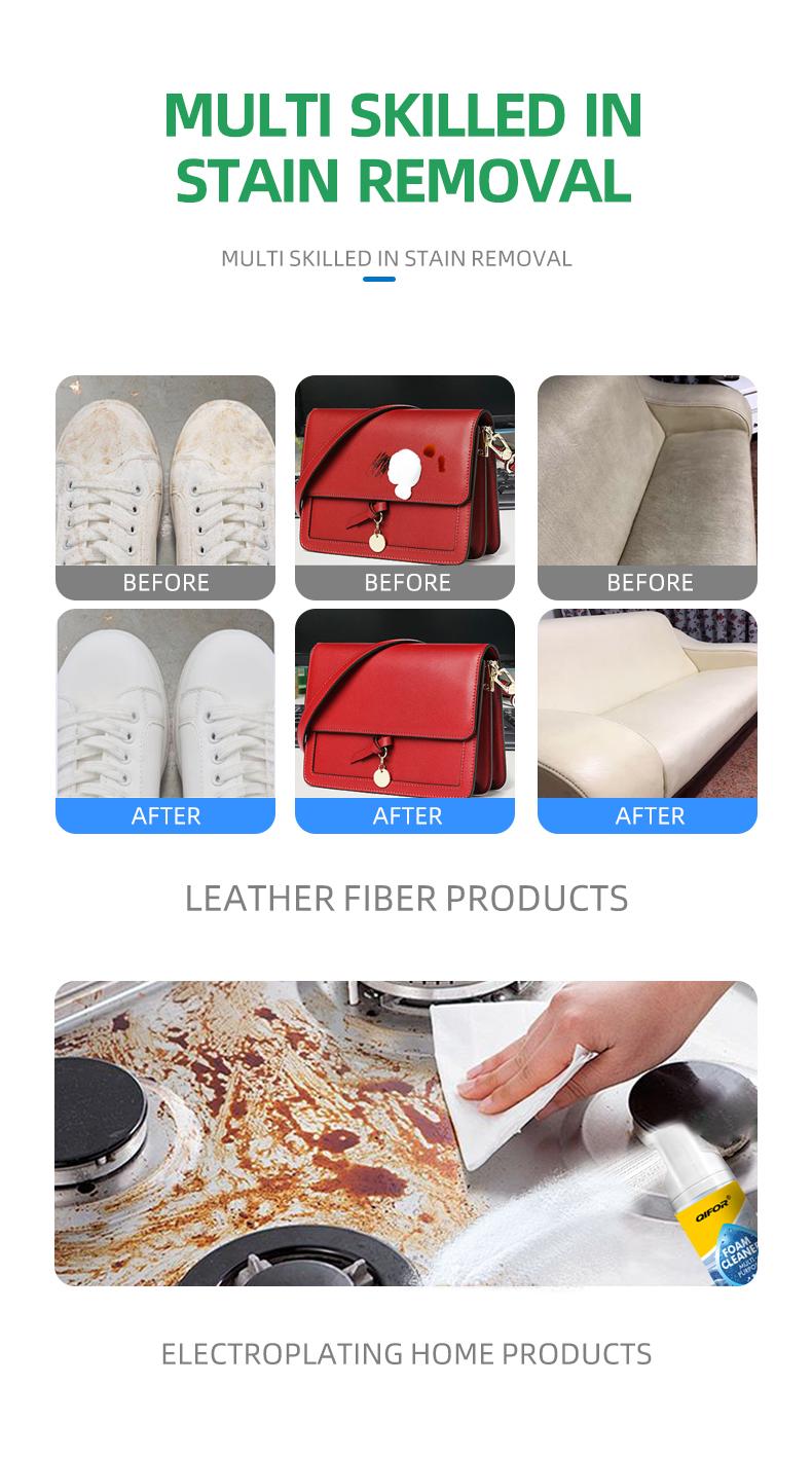 QIFOR Pro Powerful Multi-Purpose Foam Cleaner - Deep Stain Removal Car Cleaning Kit for Interior & Upholstery. Safe Foam Cleaner Car for Plastic & Fabric. Stop Scrubbing!