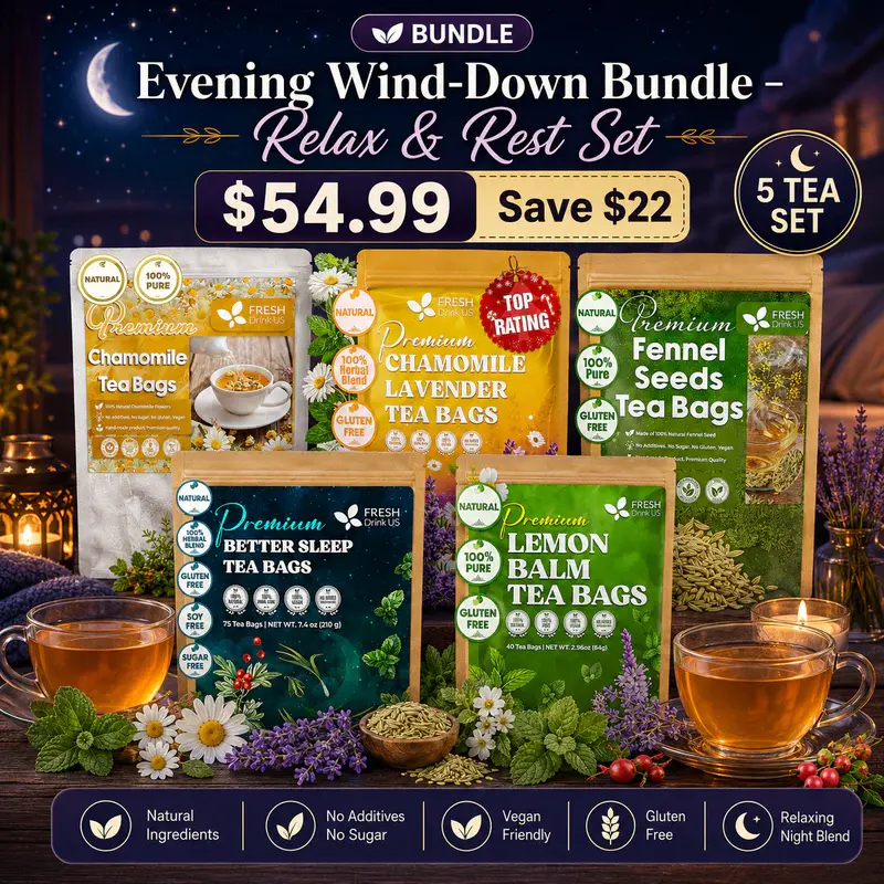 5-Tea Relax & Rest Herbal Tea Set for Evening Calm, After-Dinner Comfort & Night Routine