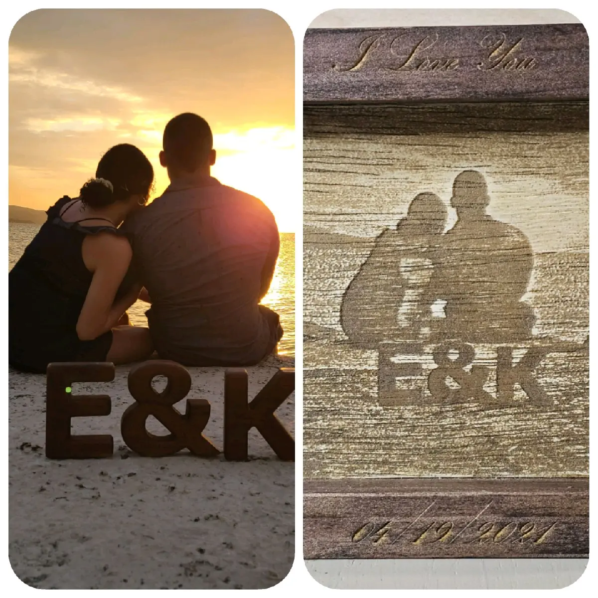 7"x5" Personalized Shadow Box Photo w/engravings Modern