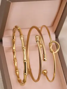 Women's Stainless Steel Nail Bracelet Jewelry Set, Dipped 18k, Non-Fading, Ideal for Daily Wear & Festive Occasions, Exquisite Bracelet