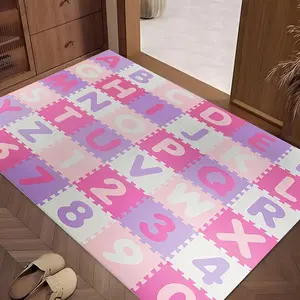 Alphabet & Number Pattern Floor Mat, Non-slip Soft Floor Carpet, Decorative Area Rug for Home Living Room Bedroom Study Room