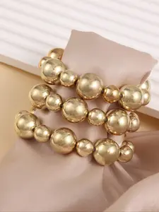 Gothic Style 3-Piece Chain Bracelets, Vintage Elastic Beaded Bangles for Unisex Fashion, Durable Jewelry Accessory