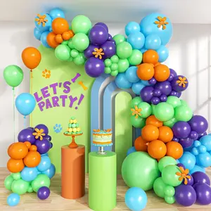 129-Piece Blue & Green Balloon Arch Kit Cartoon Dog Theme for Baby Showers & Birthday Parties