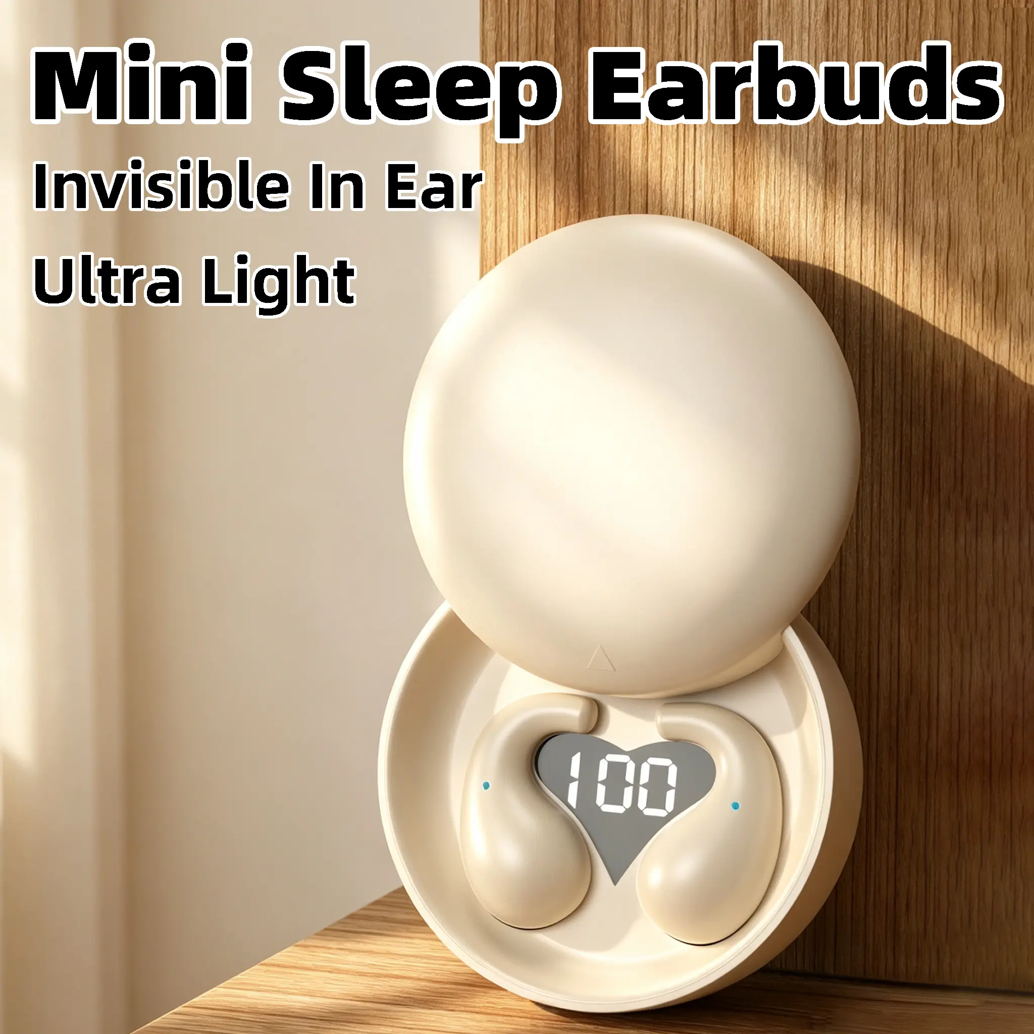 Ultra Mini Sleep Bluetooth Headphones - Ultra-Thin Design for Side Sleeping, Soft Silicone Eartips for Pain-Free Long Wear, Crisp Stereo Sound, Noise Isolation, Water Resistant for Mobile Audio, Phone/Cell Use