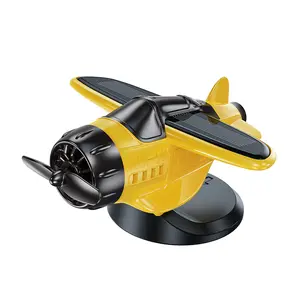 Solar Powered Rotating Airplane Creative Car Ornament Auto Center Console Interior Decor Supplies
