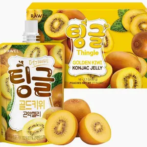 Rawel Thingle Delicious Konjac Jelly 1box (80g x 10packs) / 6 Calories per pouch/Sugar Free/Low Calories/Fruit Flavor Jelly with low carb/Drinkable Zero Sugar Jelly Dessert (Golden Kiwi)