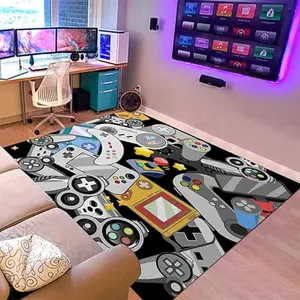 Sunnycitron Gaming Area Rugs Gamer Player Rug for Boys Room Decor Teens 3D Video Game Controller Room Mat Carpet Decor for Bedroom Living Room Playroom Carpet Grey Black 10