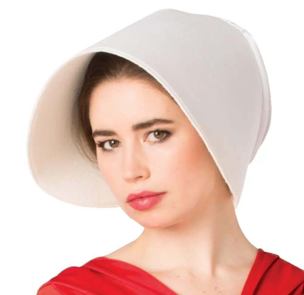 Handmaid's White Bonnet with Wide Brim