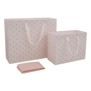 Pink Gift Bags with Handles and Tissue Paper, 13'' Large and 9'' Medium Paper Bags, 2-Pack Gift Bag for Girls Baby Bridal Shower Wedding Birthday