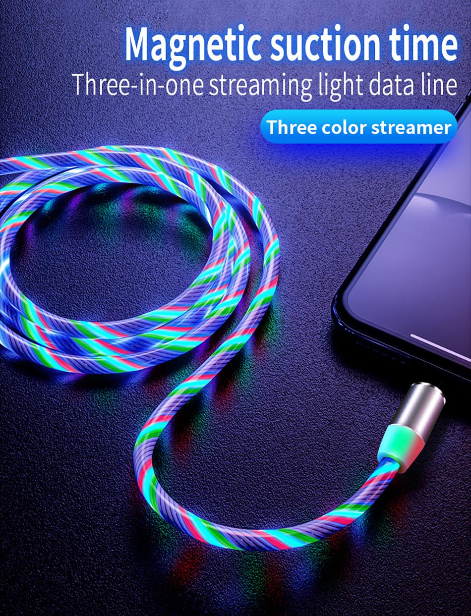 Circular Magnetic Streaming Data Cable for iPhone Android Type-C Fast Charging 1 Meter Blue Green Circular Magnetic Streaming Data Cable for iPhone Android Type-C Fast Charging 1 Meter Blue Green