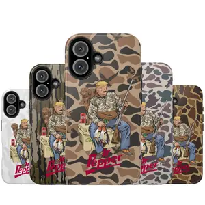 Camouflage Dr Pepper Hunter Trump Phone Case, Trump and Your Hunt Dog Cover For iPhone 17 16 15 14 13 12 11 X 8, Unique Accessories, Outdoors, Hunting Gifts