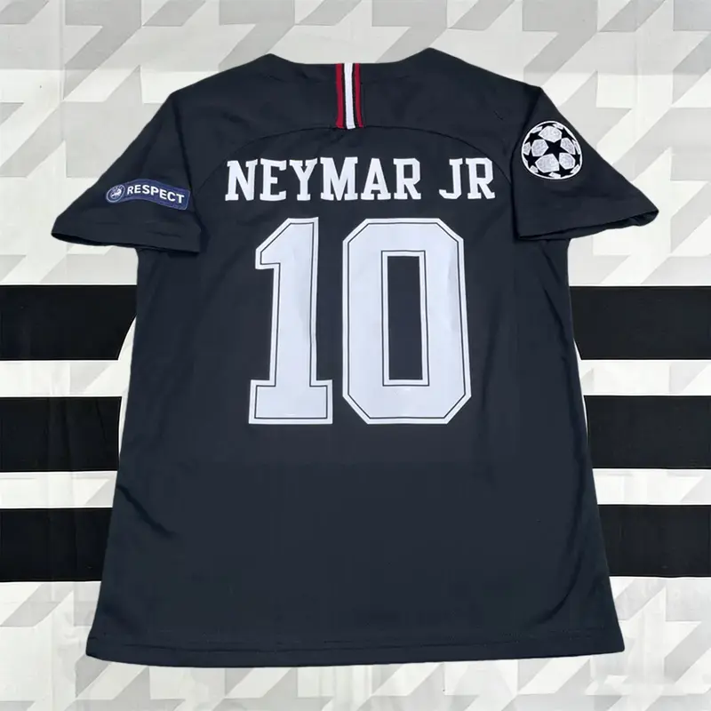 18-19 Paris UEFA Champions League 2nd Away Black 10 Neymar Short Sleeve Jersey