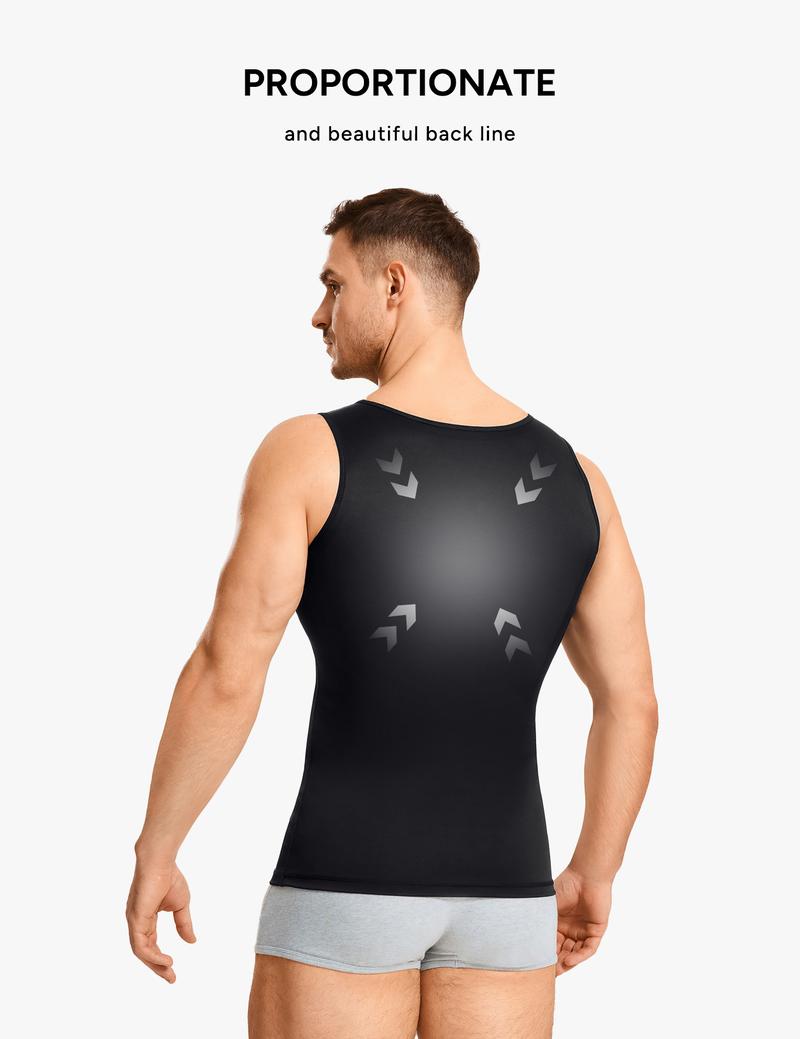Nebility Men's Tummy Control Shapewear Tanktop - Sleeveless High Elasticity Breathable, Waist Chest Compression Vest Athletic Workout Clothing