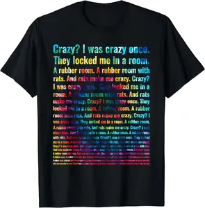 100% Cotton Crazy I Was Crazy Once Tie Dye Funny Oddly Specific Meme T-Shirt.Jpg Men's Women's Vintage Summer Vacation Tops Graphic Tee Round Neck Menswear