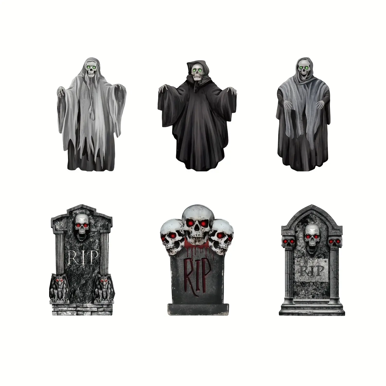 Halloween Skeleton Head Ghost Demon Plugin, Outdoor Graveyard Scene Decor for Front Yd, Home & Festive Party Supplies
