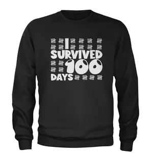 I Survived 100 Days Tally Marks Adult Crewneck Sweatshirt