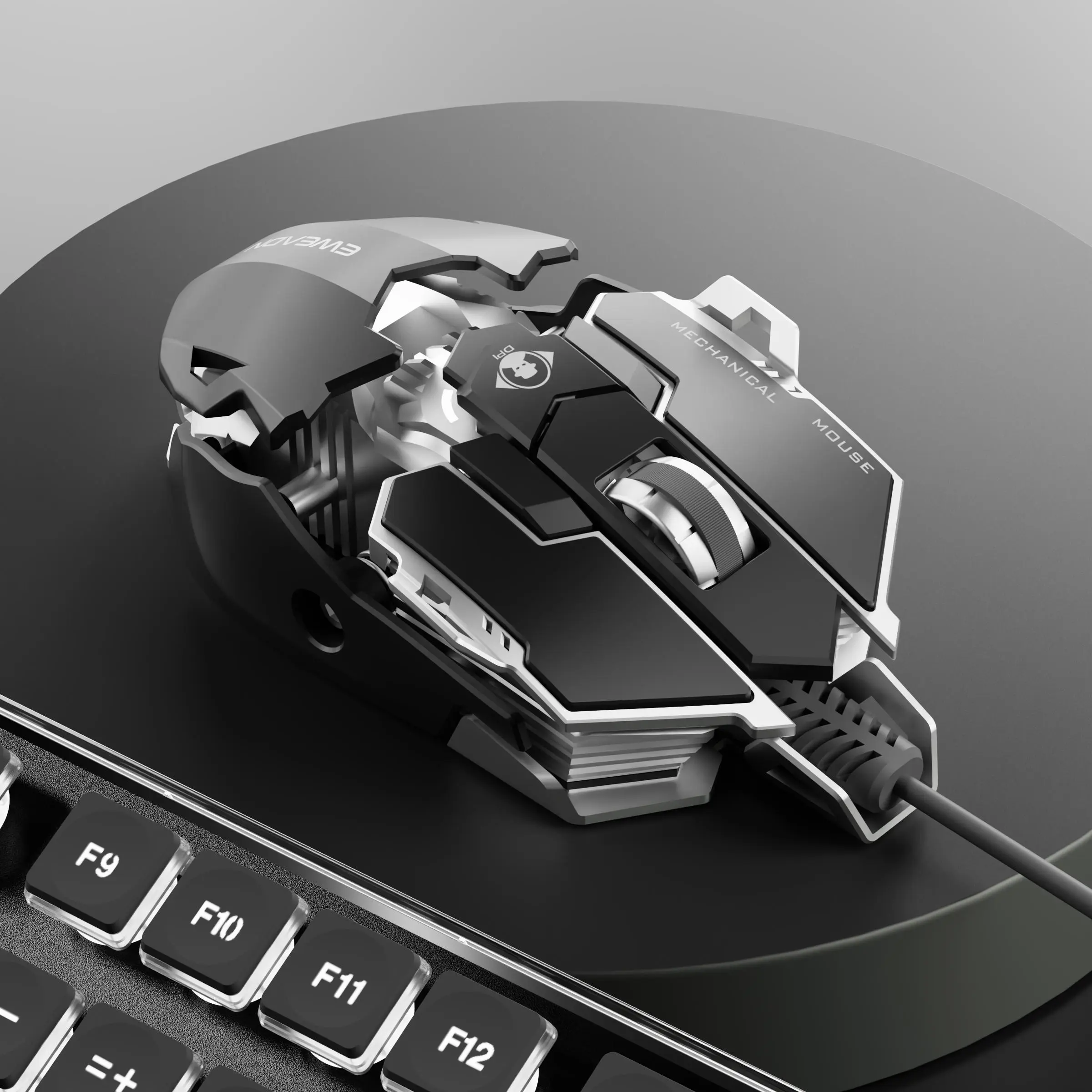 EWEADN Gaming Mouse, Wired Mouse, metallic Mechanical Mouse, Office Mouses, Adjustable Sensitivity, Portable Computer Peripheral Accessories