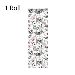 Gothic Skull Self-Adhesive Wallpaper Roll, Butterfly Flower Leaf Pattern Wallpaper, Decorative Wallpaper, Halloween Decoration, Easy Install Waterproof Peel & Stick, Peel And Stick Wallpaper Designs, For bedroom, living room, home decor