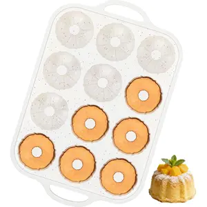 3 Inch  Mini Fluted Tube Cake Pans with Metal Reinforced Frame, 12-Cavity Non-Stick Mini Flan Molds for Daily & Holiday Desserts (1 Pack)