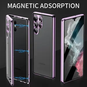 Privacy Clasp Magnetic Phone Case For Samsung S25 Ultra, S24, S23, And S22, With Double-Sided Glass