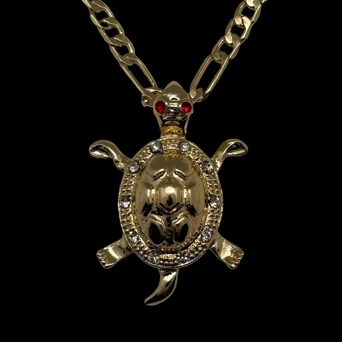 14k Gold Plated Turtle Necklace with CZ Collar de Tortuga Chapado en Oro de 14k con Circonia Cúbica