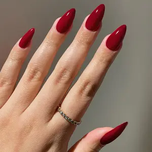 24pcs Wine Pointed Nail Tips, and Noble Look, Party Date Essential, Includes Jelly Glue and Nail File, Easy to Wear