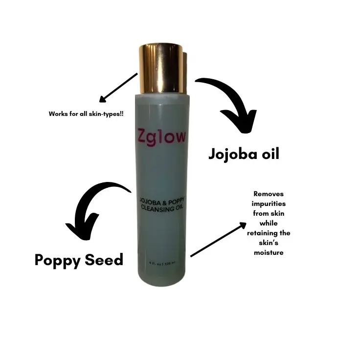 Zglow Jojoba and Poppy Cleansing Oil for All Skin Types - Gentle and Effective Makeup Remover - Comfort, Skincare