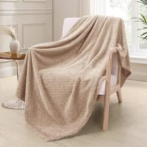 Throw Extra Large, Super and Warm Blankets for Couch, Sofa and Waffle Textured,, Fuzzy and Lightweight (Camel, 50x70 Inches)