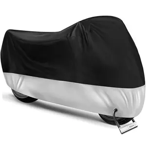 Motorcycle Cover Waterproof Outdoor - All Season Sun Protection Universal Fit Oxford Cloth with Lock-Holes Rain Snow Dust Proof Fits M-XL size Motorbikes Vehicle Motorbike Cover