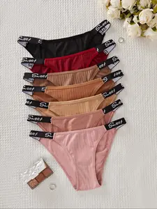 Women's Triangle Panties Set of 7, Sweet Print Comfort Striped Underwear, Soft Ladies Lingerie, Casual Breathable Knicker